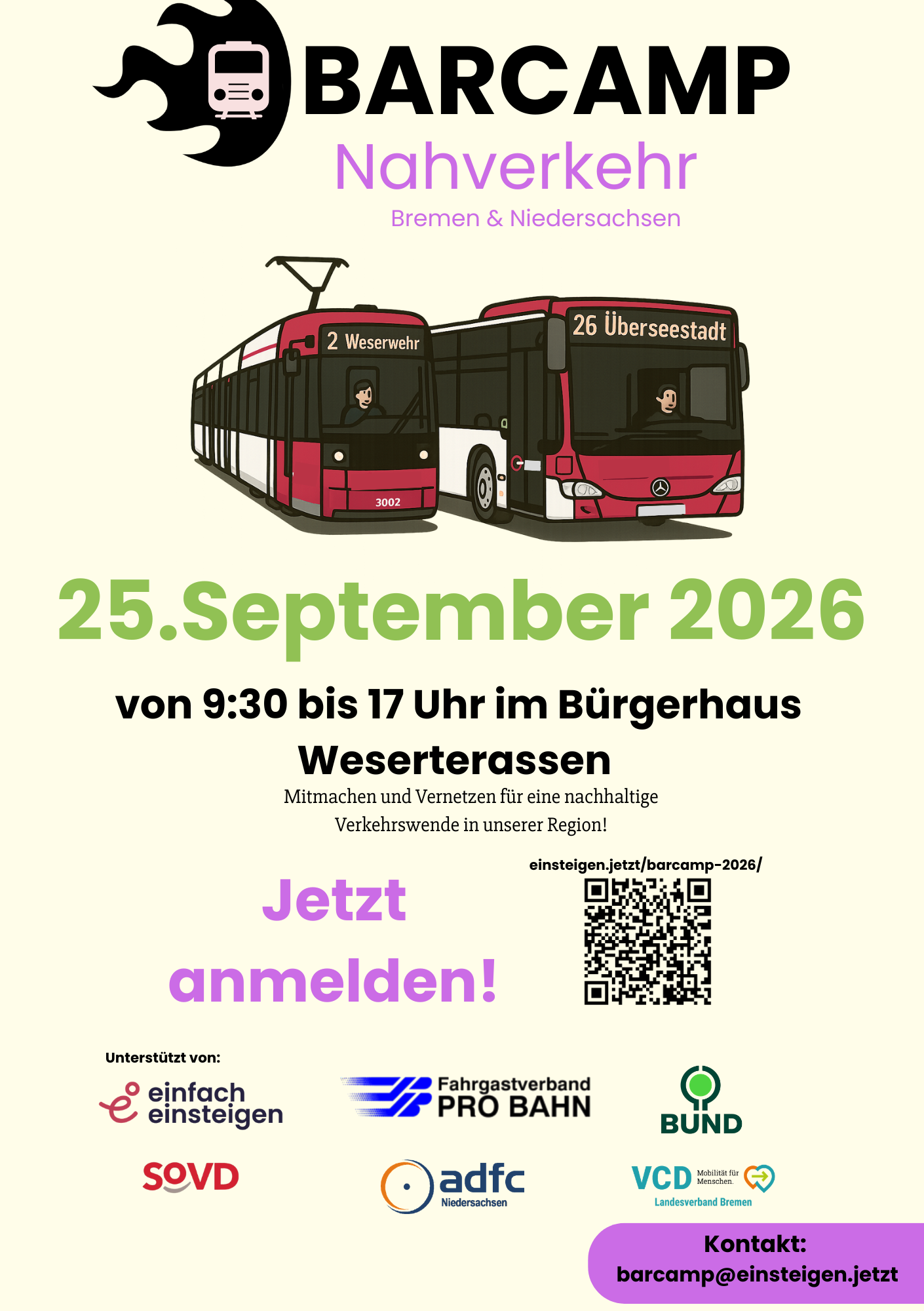 Plakat von Einfach Einsteigen zum Barcamp am 25.09.2026 in Bremen